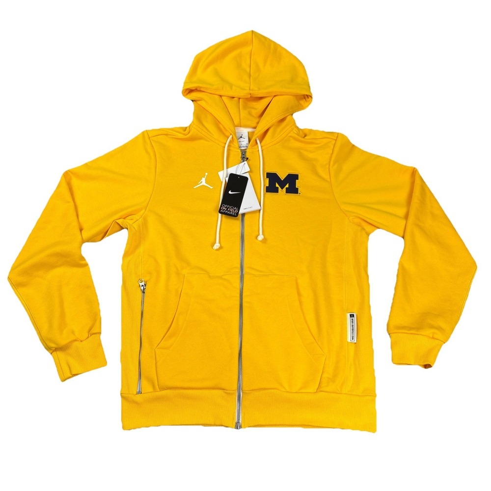 MENS MICHIGAN WOLVERINES YELLOW NIKE DRI-FIT LONG SLEEVE ZIP NCAA BIG TEN Size S
